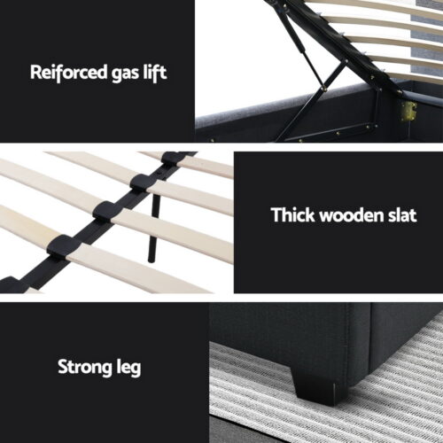 Artiss Bed Frame Double Size Gas Lift Charcoal VILA - Image 6