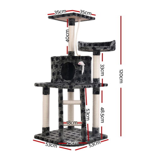 i.Pet Cat Tree 120cm Tower Scratching Post Scratcher Trees Bed Wood Condo Toys Bed - Image 2