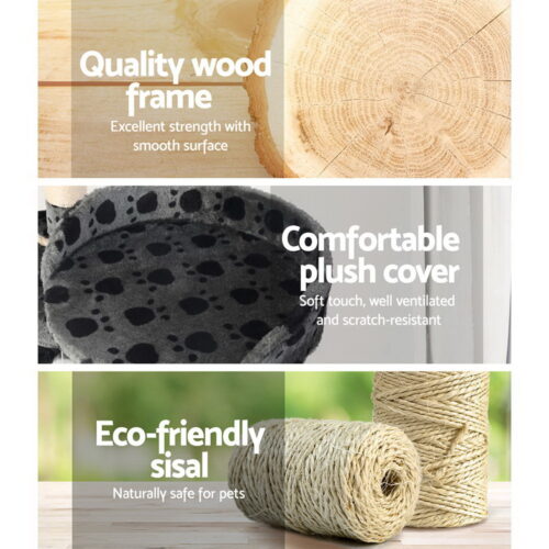 i.Pet Cat Tree 120cm Tower Scratching Post Scratcher Trees Bed Wood Condo Toys Bed - Image 4