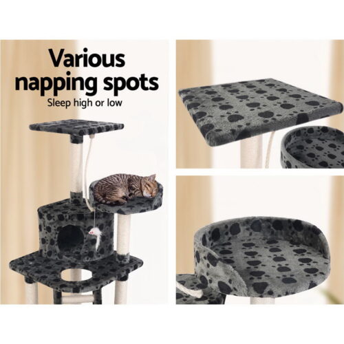 i.Pet Cat Tree 120cm Tower Scratching Post Scratcher Trees Bed Wood Condo Toys Bed - Image 6