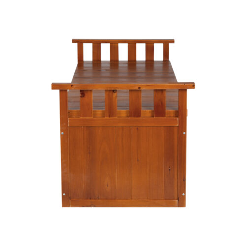 Gardeon Outdoor Storage Bench Box 129cm Wooden Garden Toy Chest Sheds Patio Furniture XL Natural - Image 3
