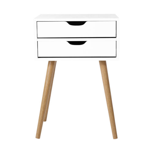 Artiss Bedside Table 2 Drawers - BODIE White - Image 3
