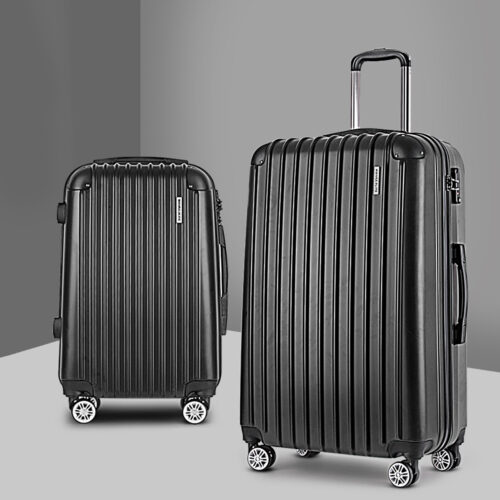 Wanderlite 20in 28in Luggage 2Set with Zipper Lock Carry On Hard Shell Travel Suitcase Luggage Case Black - Image 7