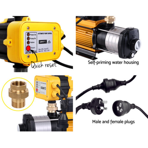 Giantz Garden Water Pump High Pressure 2000W 5-Stage Tank Irrigation Yellow - Image 6
