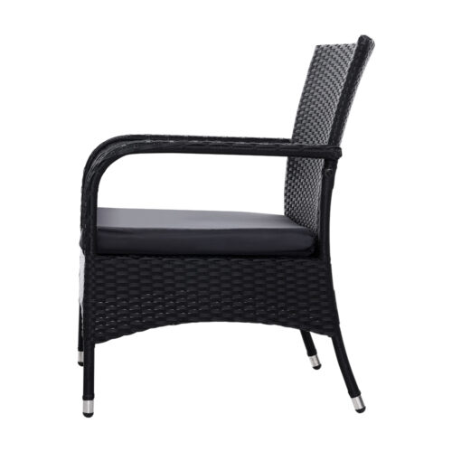 Gardeon 3PC Outdoor Bistro Set Patio Furniture Wicker Setting Chairs Table Luca - Image 5