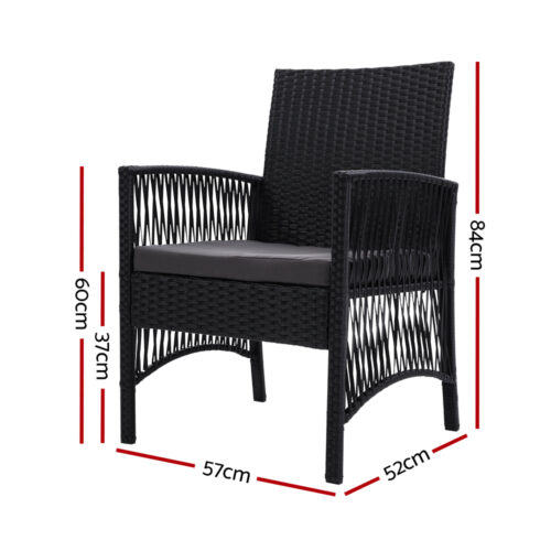 Gardeon 2PC Outdoor Dining Chairs Patio Furniture Wicker Lounge Chair Garden - Image 3