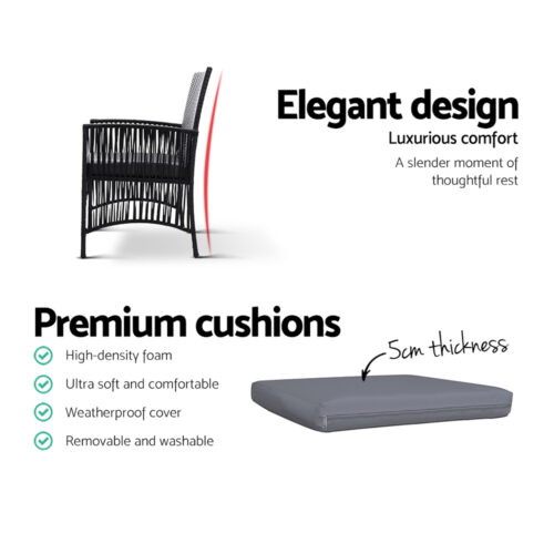Gardeon 2PC Outdoor Dining Chairs Patio Furniture Wicker Lounge Chair Garden - Image 11