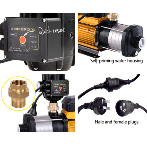 Giantz Garden Water Pump High Pressure 2500W 6-Stage Tank Irrigation Yellow - Image 6