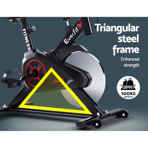 Everfit Spin Bike Exercise Bike Flywheel Cycling Home Gym Fitness Machine - Image 5