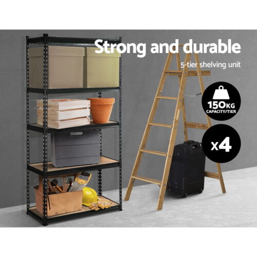 Giantz 4x1.5M Garage Shelving Warehouse Rack Pallet Racking Storage Shelve Black - Image 4
