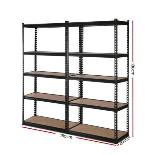 Giantz 2x1.8M Garage Shelving Warehouse Rack Pallet Racking Storage Shelve Black - Image 3