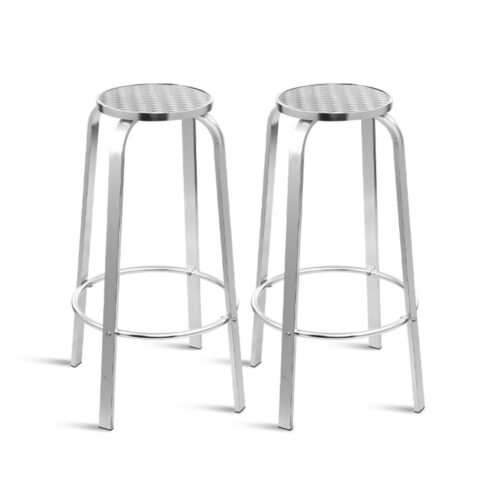 Gardeon 2x Outdoor Bar Stools Aluminum - Image 2