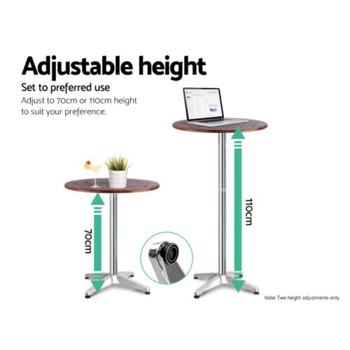 Gardeon 3-Piece Outdoor Bar Set Bistro Table Stools Adjustable Wooden Cafe - Image 6
