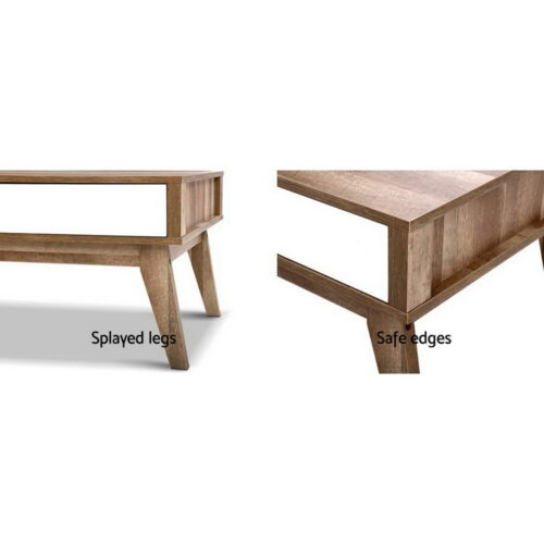Artiss Coffee Table 2 Drawers Walnut Serena - Image 6