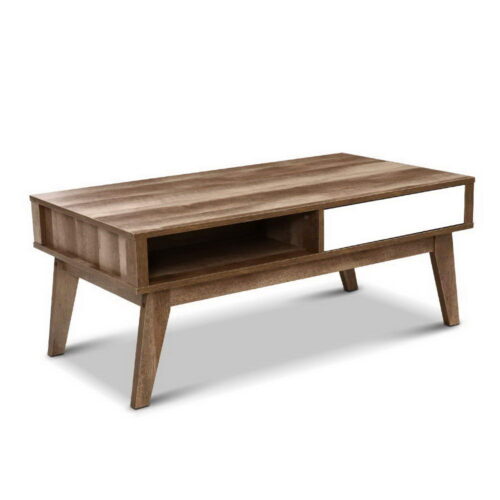 Artiss Coffee Table 2 Drawers Walnut Serena - Image 8