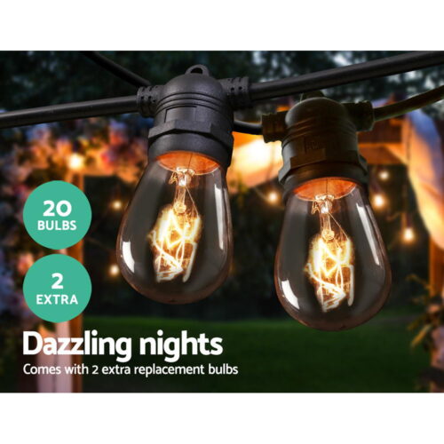 20m LED Festoon String Lights Outdoor Christmas Wedding Waterproof Garden Decor - Image 3