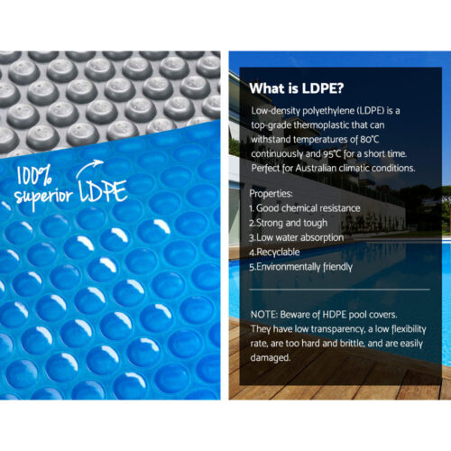 Aquabuddy Pool Cover 500 Micron 8.5x4.2m Swimming Pool Solar Blanket Blue Silver - Image 4