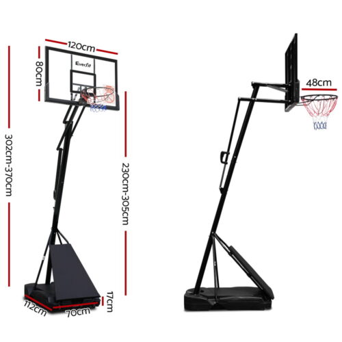 Everfit 3.05M Basketball Hoop Stand System Adjustable Height Portable Black Pro - Image 2