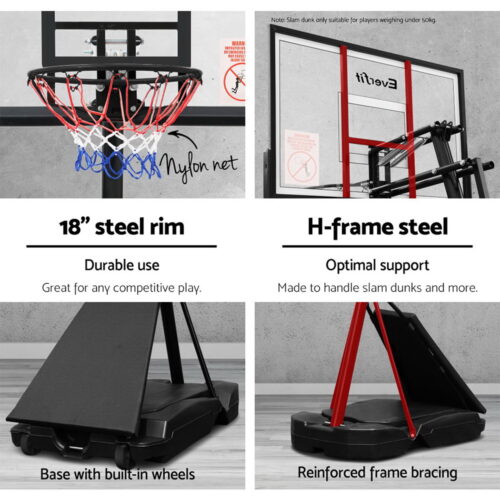 Everfit 3.05M Basketball Hoop Stand System Adjustable Height Portable Black Pro - Image 4
