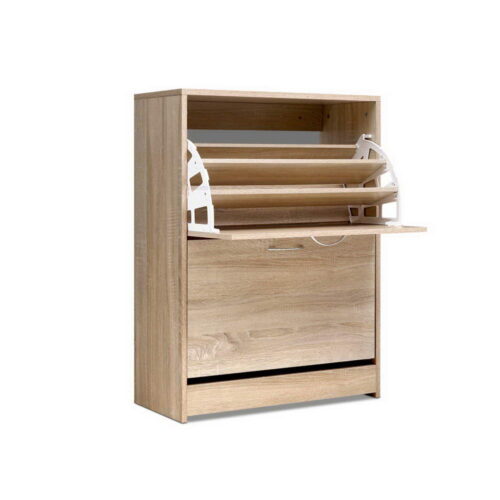 Artiss Shoe Rack Cabinet 24 Pairs 3-tier Wood Nina - Image 3
