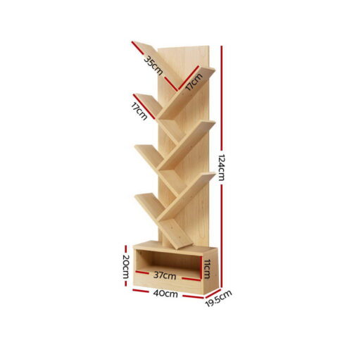 Artiss Tree Bookshelf 7 Tiers - ECHO Oak - Image 4