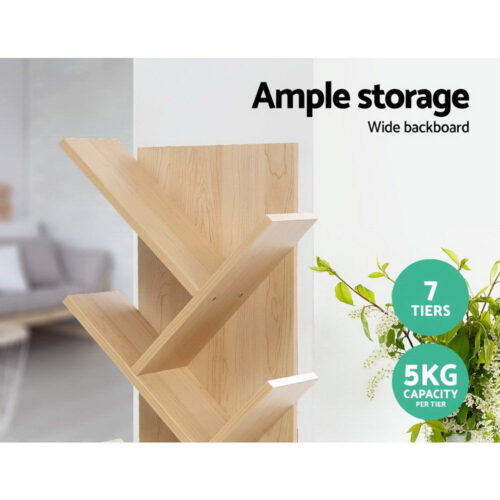 Artiss Tree Bookshelf 7 Tiers - ECHO Oak - Image 6
