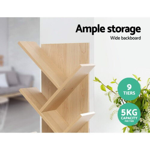 Artiss Tree Bookshelf 9 Tiers - ECHO Oak - Image 6