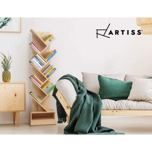 Artiss Tree Bookshelf 9 Tiers - ECHO Oak - Image 8
