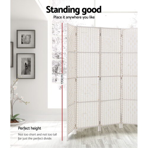 Artiss 8 Panel Room Divider Screen 326x170cm Woven White - Image 2