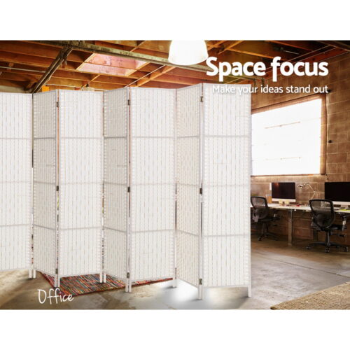 Artiss 8 Panel Room Divider Screen 326x170cm Woven White - Image 4