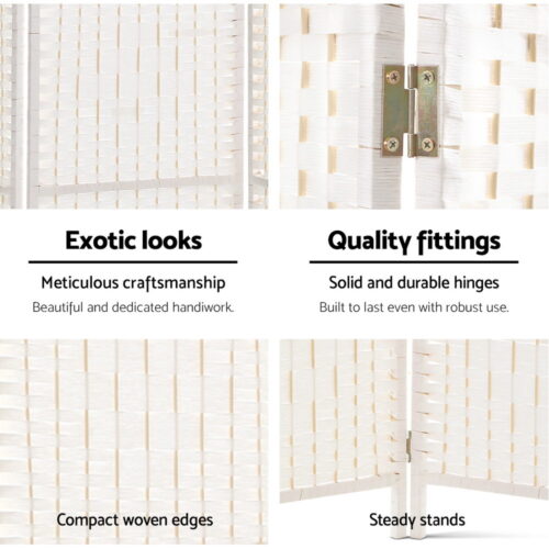 Artiss 8 Panel Room Divider Screen 326x170cm Woven White - Image 5