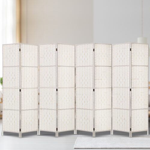 Artiss 8 Panel Room Divider Screen 326x170cm Woven White - Image 7