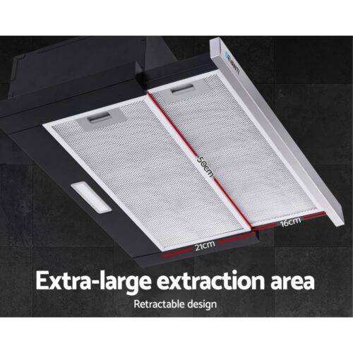 Devanti 600mm Range Hood 60cm Slide out Rangehood Stainless Steel - Image 3