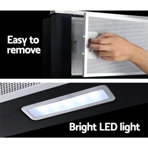 Devanti 600mm Range Hood 60cm Slide out Rangehood Stainless Steel - Image 5