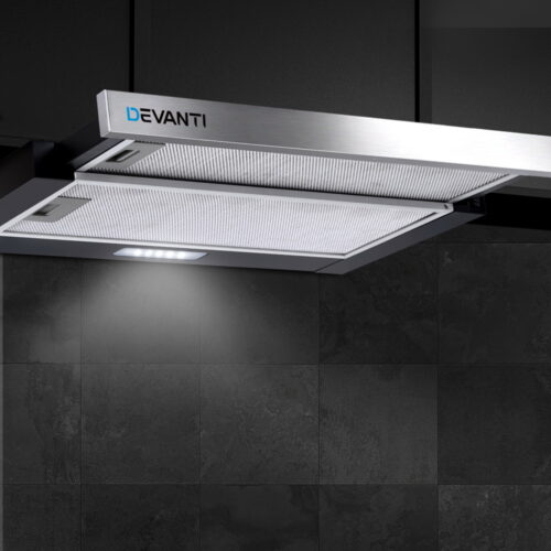 Devanti 600mm Range Hood 60cm Slide out Rangehood Stainless Steel - Image 6