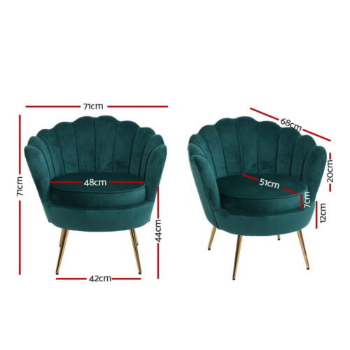Artiss Armchair Velvet Green Callista - Image 2