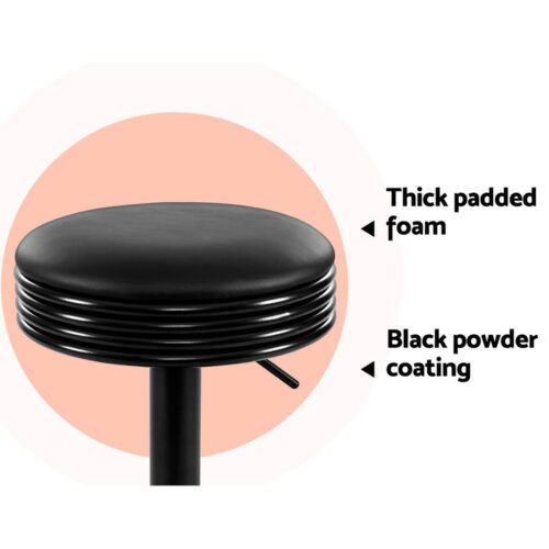 Artiss 2x Bar Stools Leather Padded Gas Lift Black - Image 6