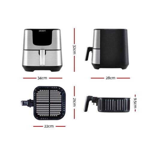 Devanti Air Fryer 7L LCD Fryers Stainless Steel - Image 2