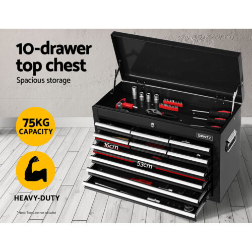 Giantz 17 Drawer Tool Box Cabinet Chest Trolley Toolbox Garage Storage Box Black - Image 4