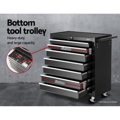 Giantz 17 Drawer Tool Box Cabinet Chest Trolley Toolbox Garage Storage Box Black - Image 6