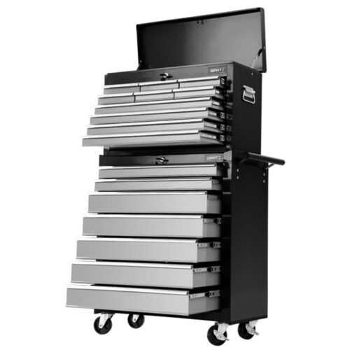 Giantz 17 Drawer Tool Box Cabinet Chest Trolley Toolbox Garage Storage Box Grey - Image 2