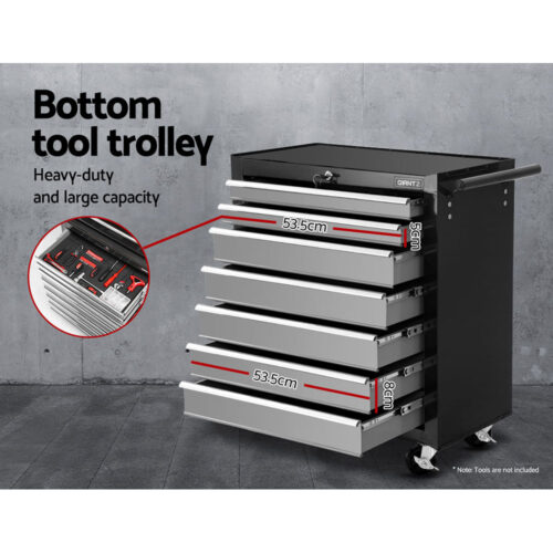 Giantz 17 Drawer Tool Box Cabinet Chest Trolley Toolbox Garage Storage Box Grey - Image 6