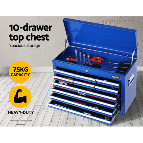 Giantz 17 Drawer Tool Box Cabinet Chest Trolley Toolbox Garage Storage Box Blue - Image 4