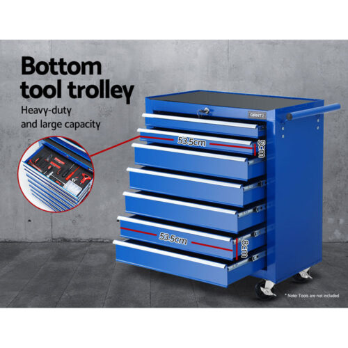 Giantz 17 Drawer Tool Box Cabinet Chest Trolley Toolbox Garage Storage Box Blue - Image 6