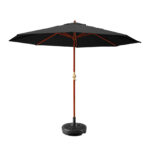 Instahut Outdoor Umbrella Pole Umbrellas 3M Parasol Base Garden Stand Deck Black