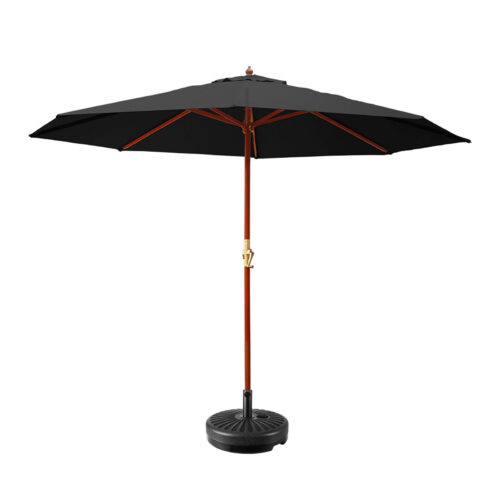 Instahut Outdoor Umbrella Pole Umbrellas 3M Parasol Base Garden Stand Deck Black
