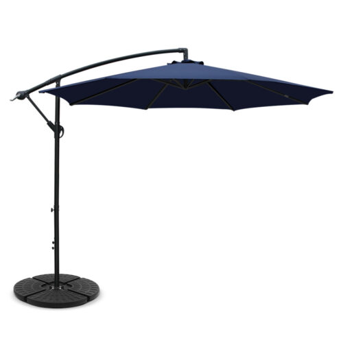 Instahut 3m Outdoor Umbrella w/Base Cantilever Beach Garden Patio Navy - Image 2
