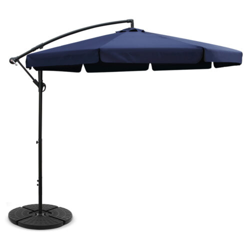 Instahut 3m Outdoor Umbrella w/Base Cantilever Garden Patio Beach Navy - Image 2