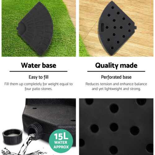 Instahut 3m Outdoor Umbrella w/Base Cantilever Beach Garden Patio Black - Image 6