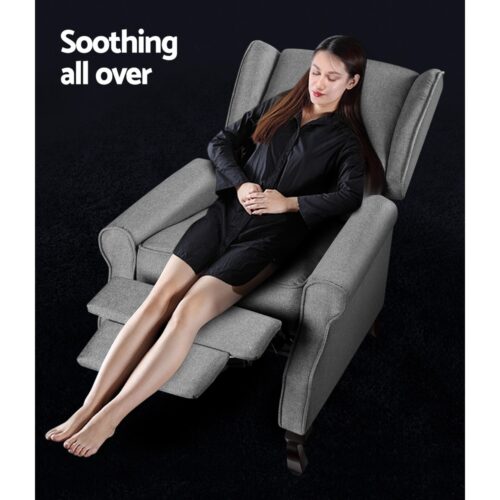 Artiss Recliner Armchair Grey Fabric Domini - Image 4